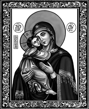 Икона Богородица - картинки для гравировки